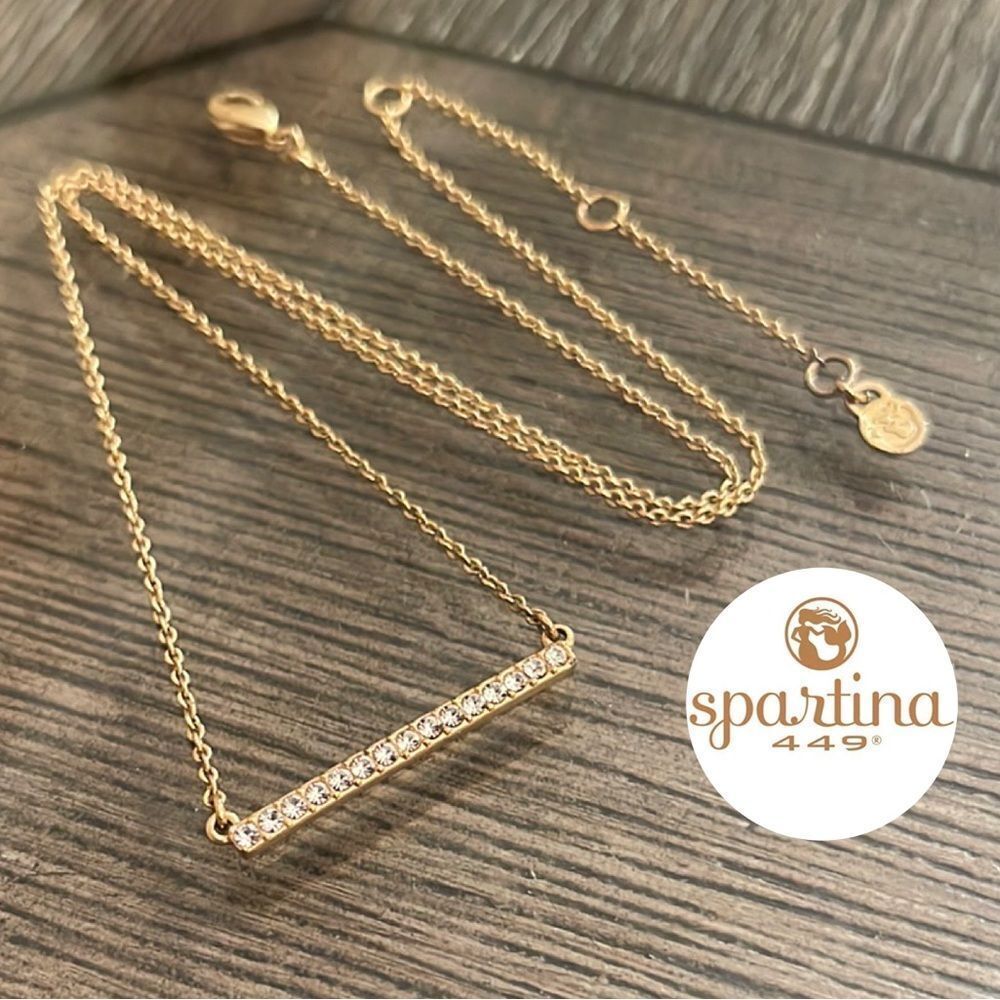 Spartina 449 Sea La Vie Hope Necklace Gold-tone Rhinestone Bar Necklace